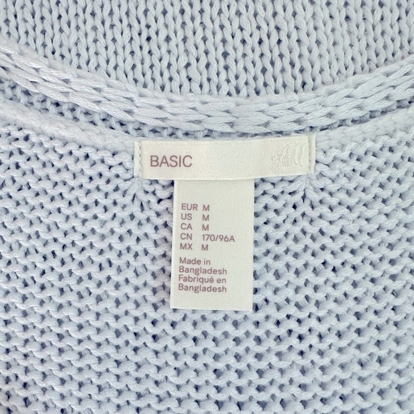 Women Pullover H&M Light Blue Casual Sweater Long Sleeve Drop Shoulder Knit Top - Picture 8 of 8